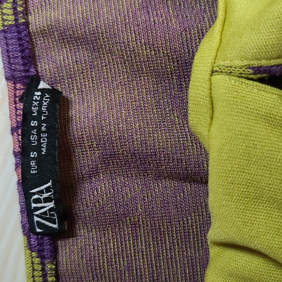 Zara Women's Green and Purple Jersey Cropped Top and Mini Skirt (Sz S) - Picture 3 of 9